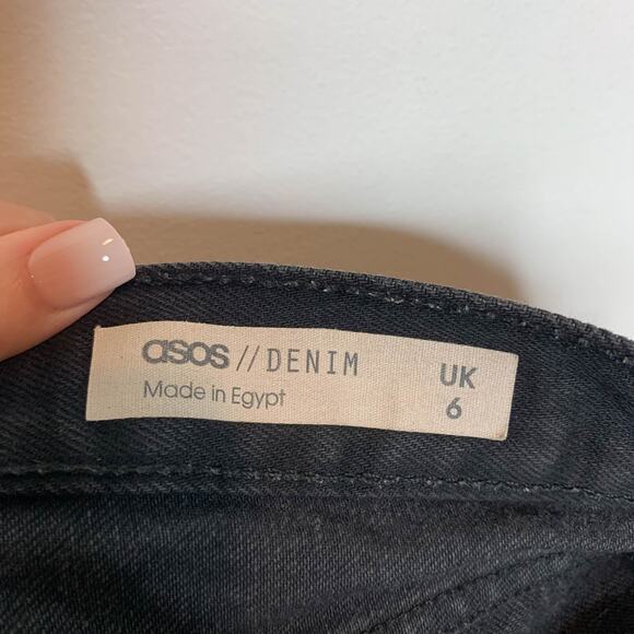 ASOS distressed denim shorts high rise black 100% cotton grunge biker 2981 - Picture 7 of 12